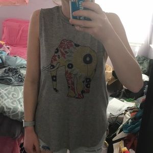 Grey tank top with elephant design